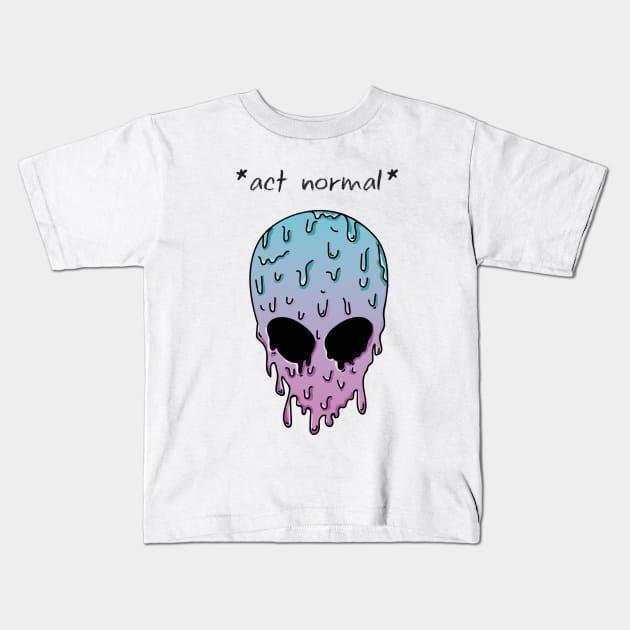 act normal ufo Kids T-Shirt by cocavocado